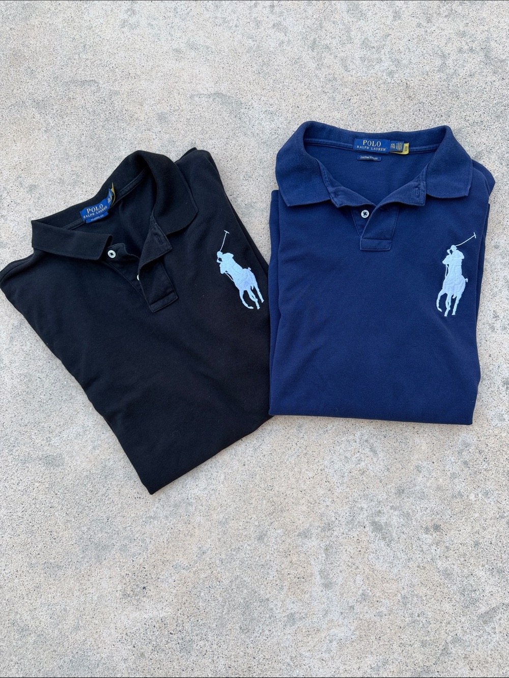 POLO Ralph Lauren Big Pony Embroidered Logo Black & Blue Shirts Mens Size XXL